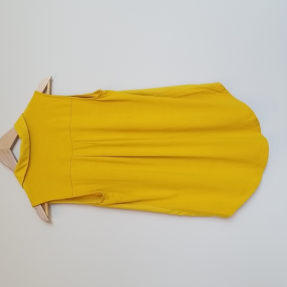 LOFT V-neck Collared Tank Top, Mustard Gold, Medium, EUC - Picture 2 of 3